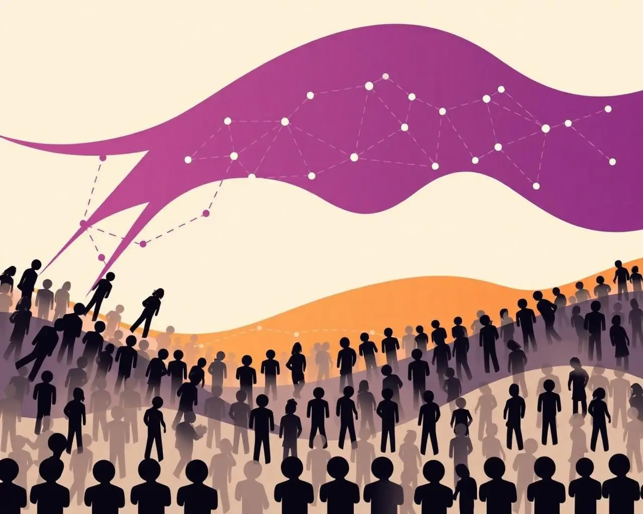 Vector illustration of public sentiment converging into a movement