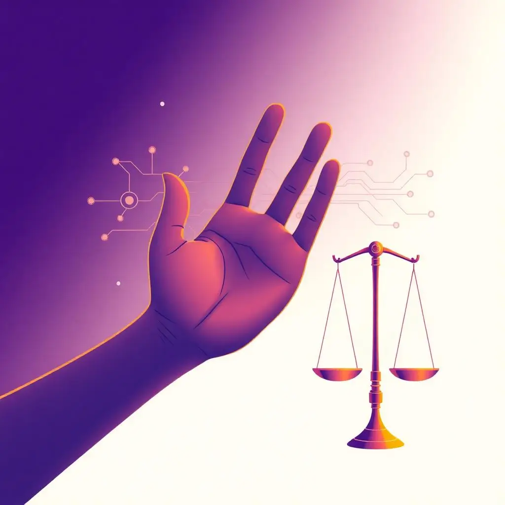 Vector illustration of human-centric restraint on AI